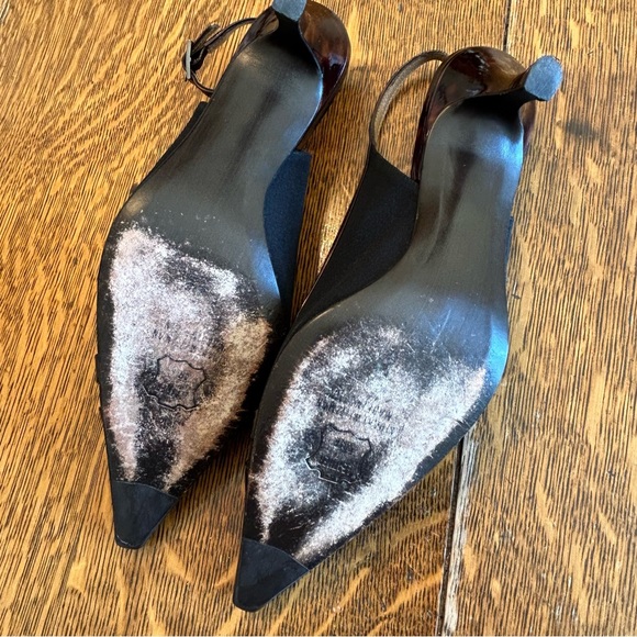 Vintage Designer Black and Brown Low Heeled Slingbacks - Picture 6 of 6
